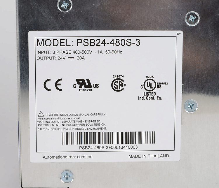 PSB24-480S-3 | Automation Direct RHINO SELECT 24VDC 480W 3-Phase Power Supply