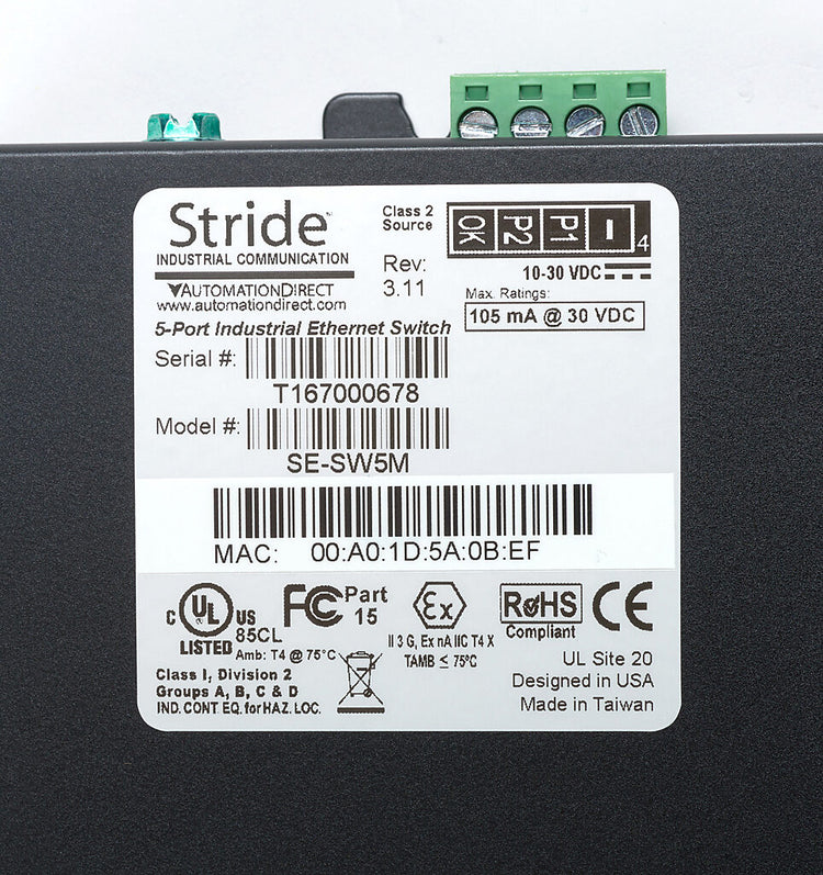 SE-SW5M | Automation Direct STRIDE 5-Port Layer 2 Managed Industrial Ethernet Switch
