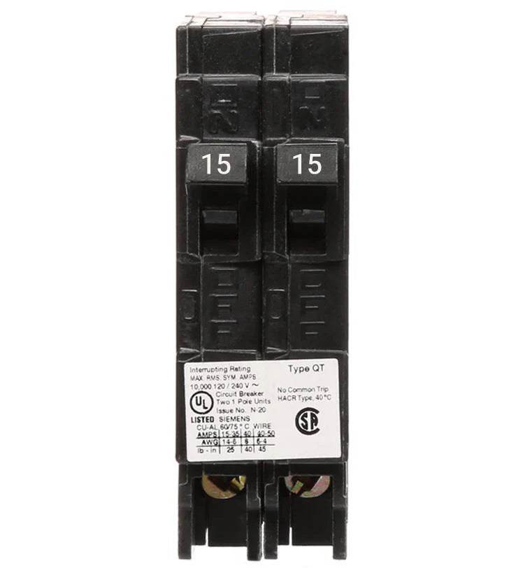 Q1515NC | Siemens 15/15 Amp Tandem Circuit Breaker