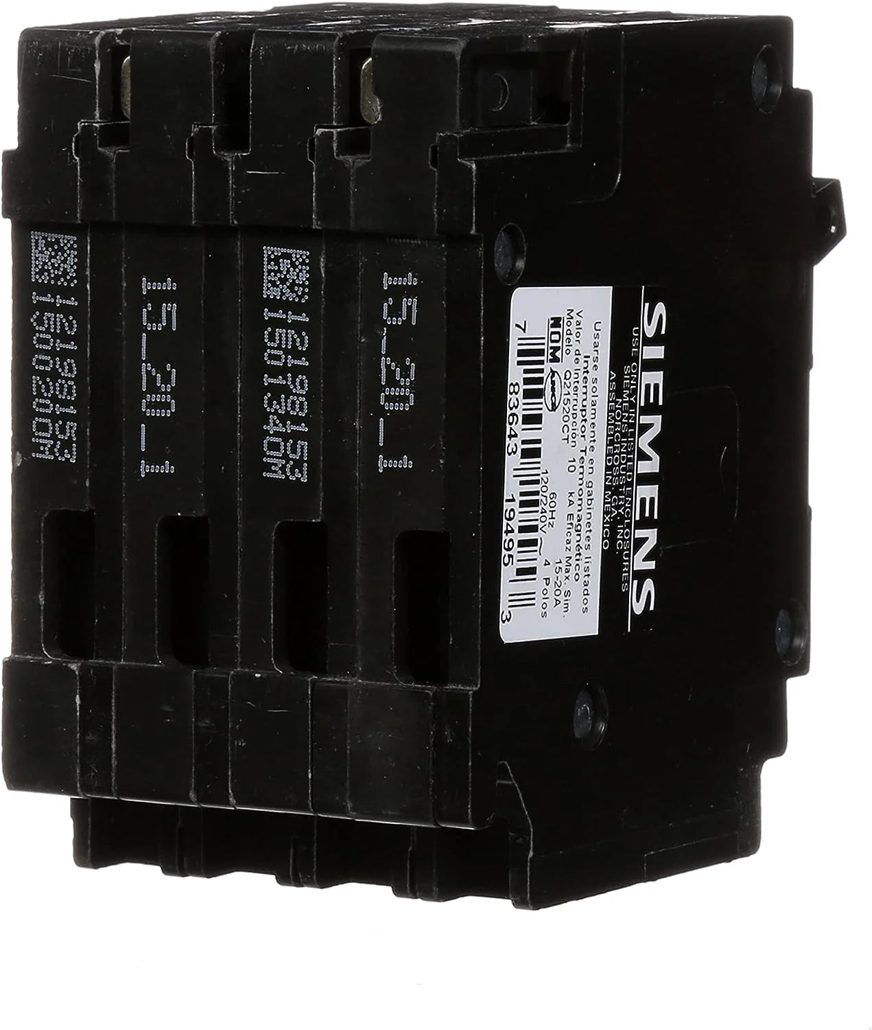 Q21520CT | Siemens 20 Amp Quad Circuit Breaker