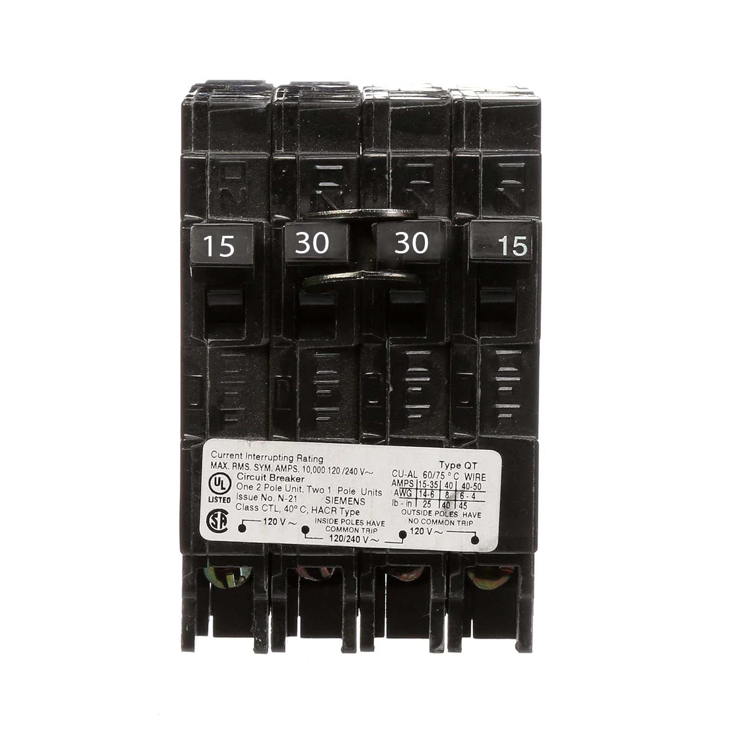 Q21530CT | Siemens 30 Amp Quad Circuit Breaker