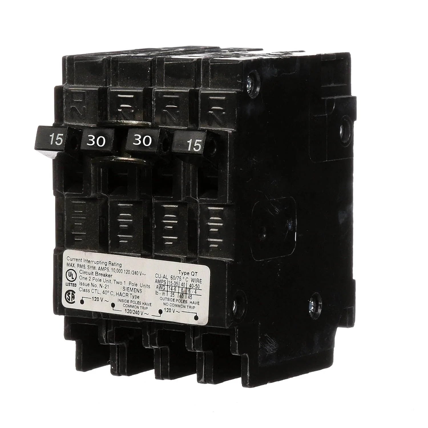 Q21530CT | Siemens 30 Amp Quad Circuit Breaker