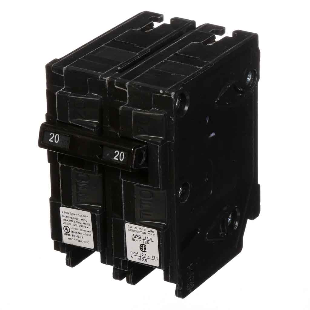 Q220H | Siemens 20A 2-Pole 22kA 120/240V Molded Case Circuit Breaker