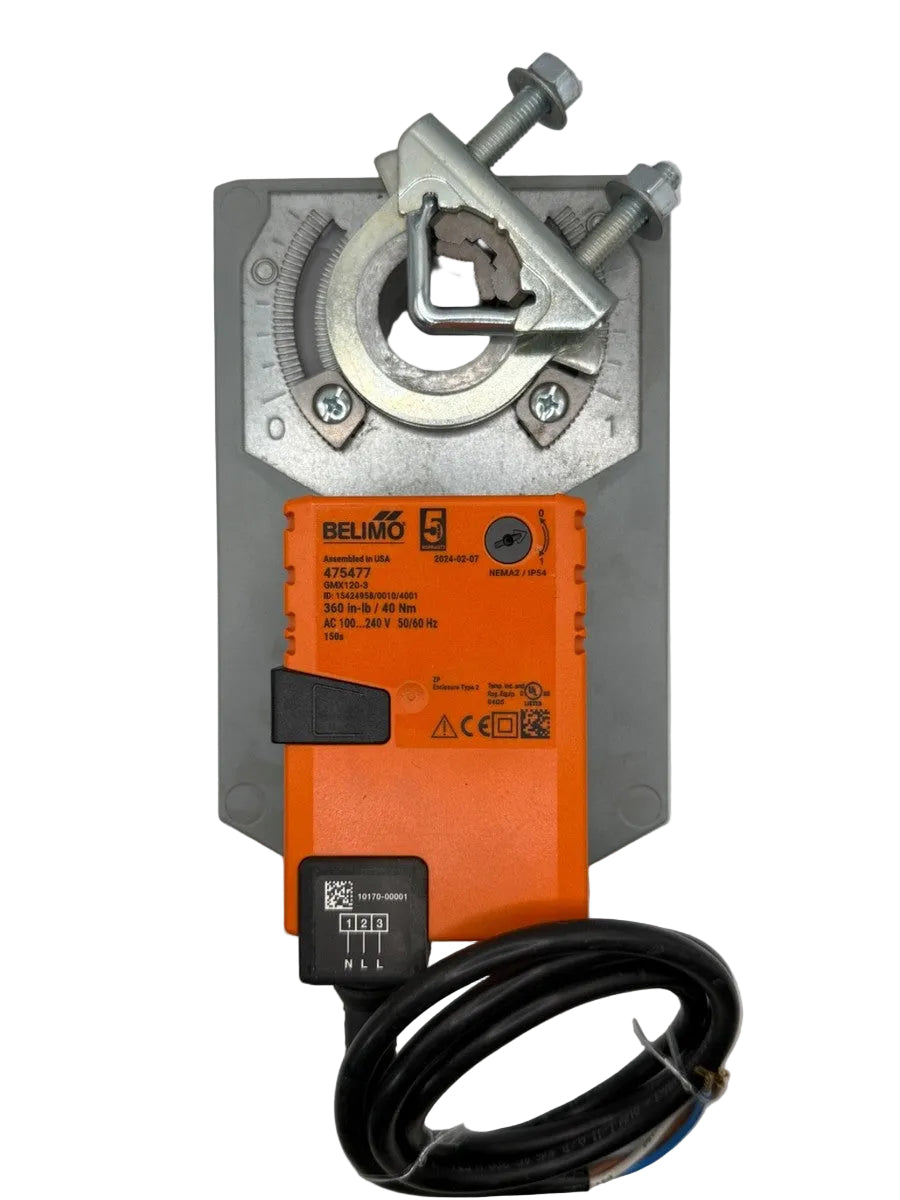 Belimo GMX120-3 Configurable Rotary Damper Actuator 360 in-lb 100-240 VAC Non-Spring Return