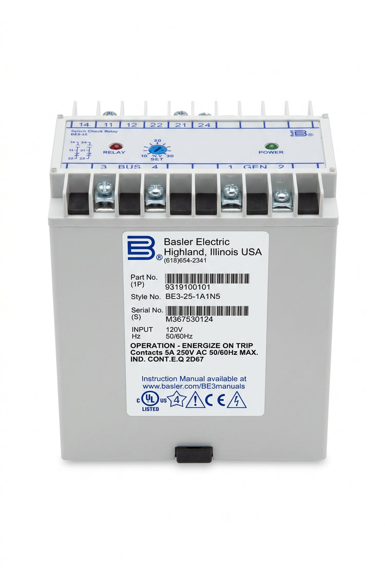 Basler BE3-25-1A1N5 Single-Phase Synchronizing Check Relay 120VAC