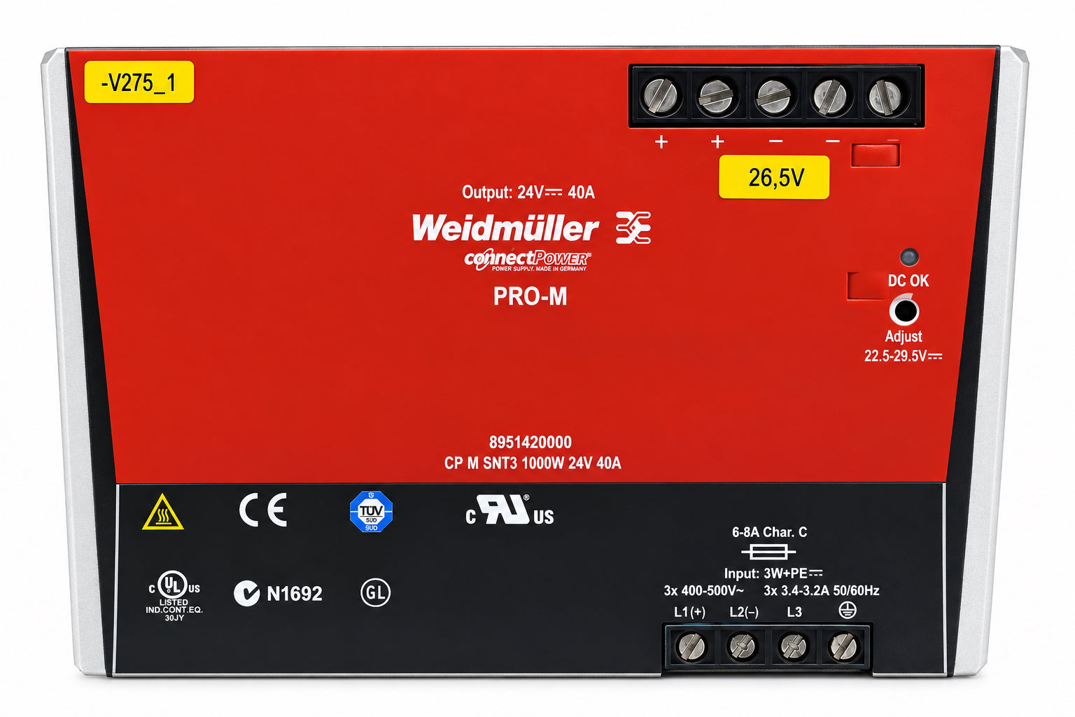 Weidmuller 8951420000 PRO-M Power Supply 24V 40A 1000W 3-Phase 400-500V AC