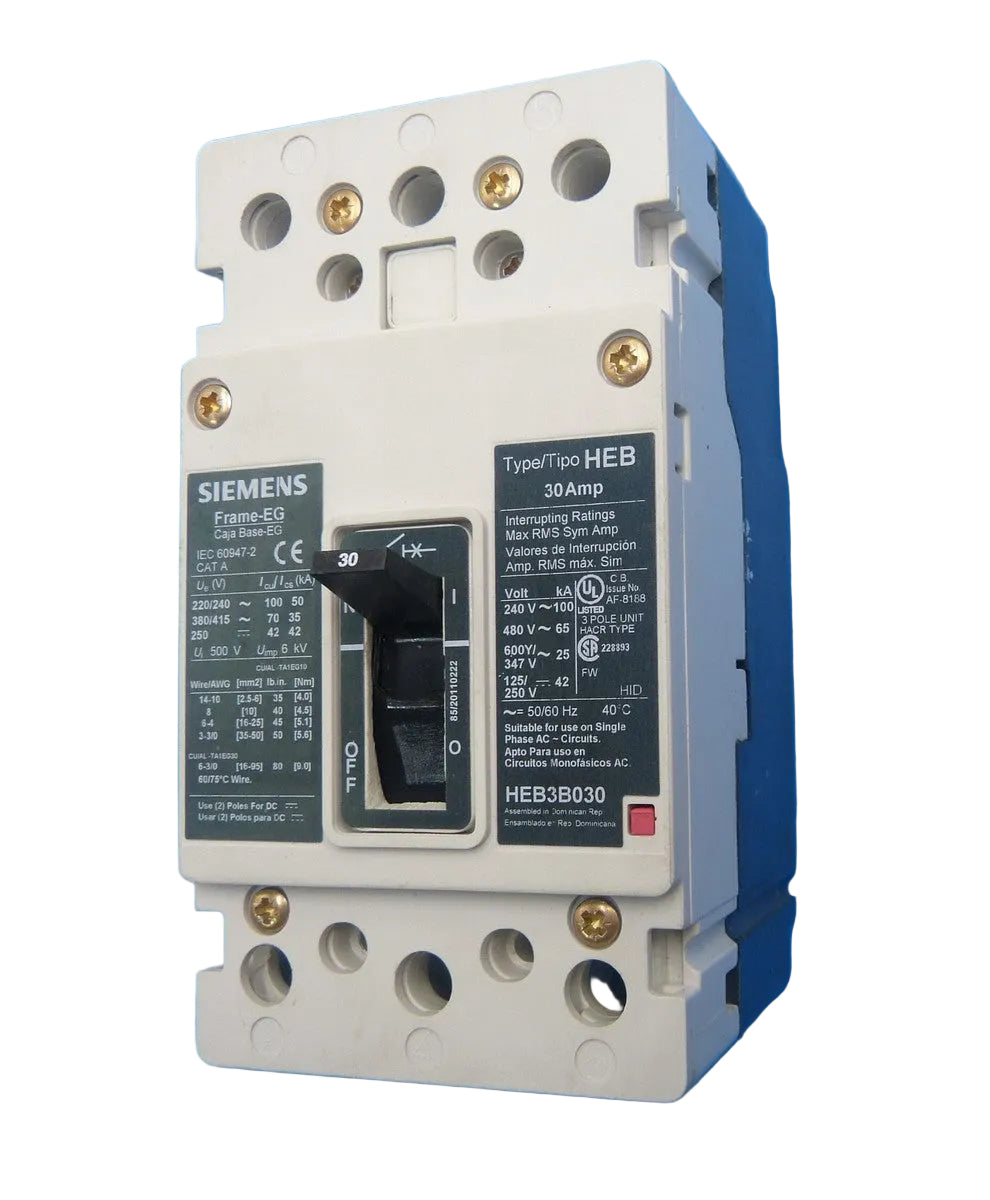 Siemens HEB3B030 30A 3-Pole 600V Thermal Magnetic Circuit Breaker