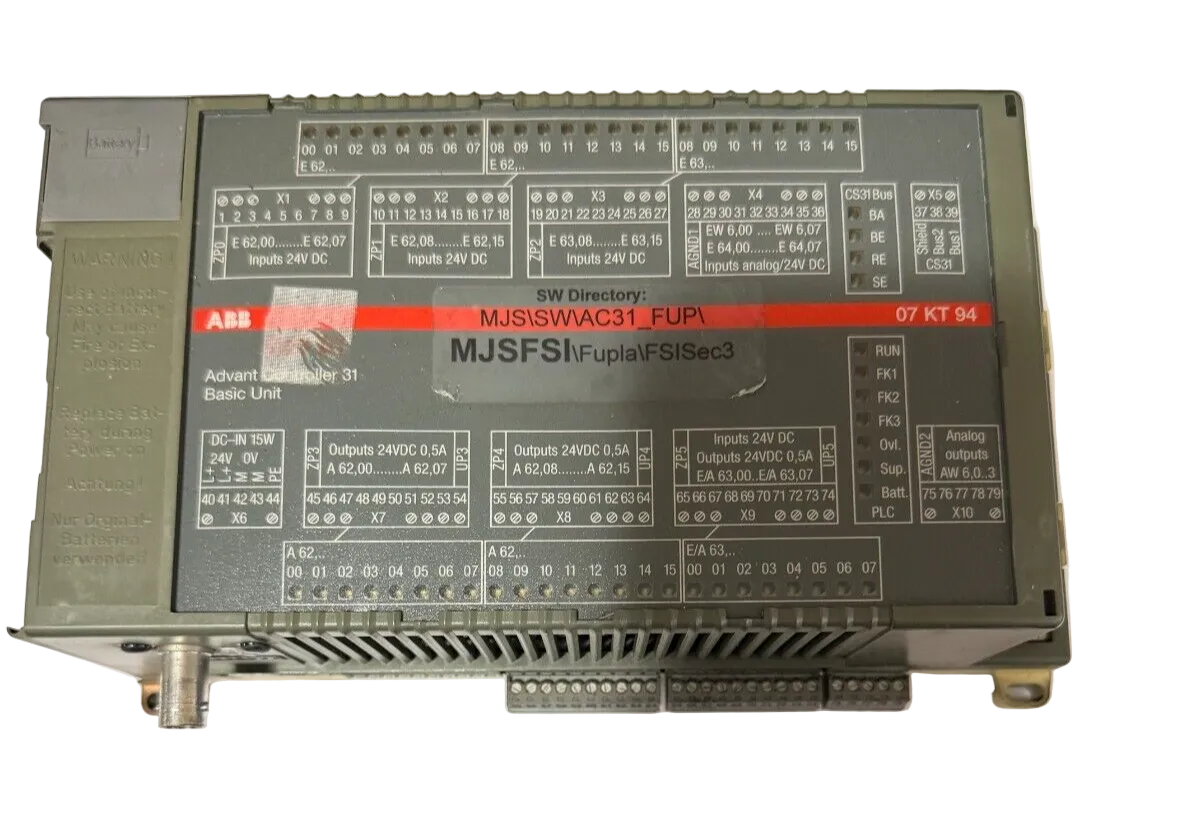 ABB GJR5252100R0161 07KT94 Advant Controller 31 Basic Controller Unit