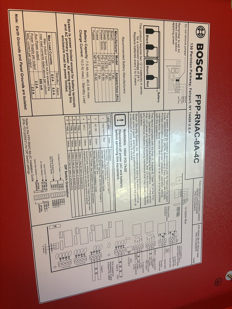 Bosch FPP-RNAC-8A-4C Remote Notification Appliance Circuit Power Supply with Four Outputs