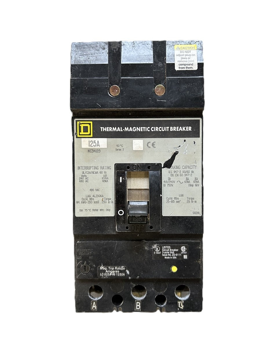 Schneider Electric KC34125 125A 3-Pole Square D I-Line Circuit Breaker
