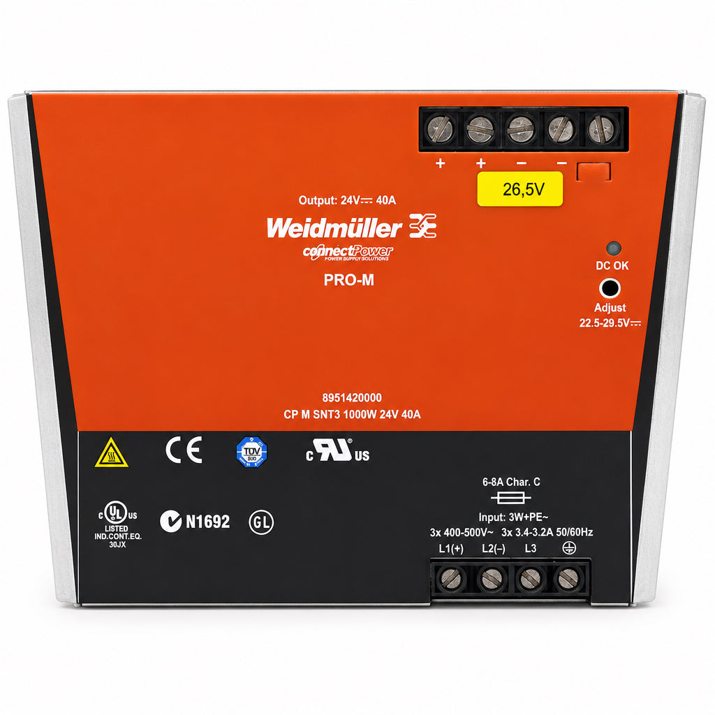 Weidmuller 8951420000 PRO-M Power Supply 24V 40A 1000W 3-Phase 400-500V AC
