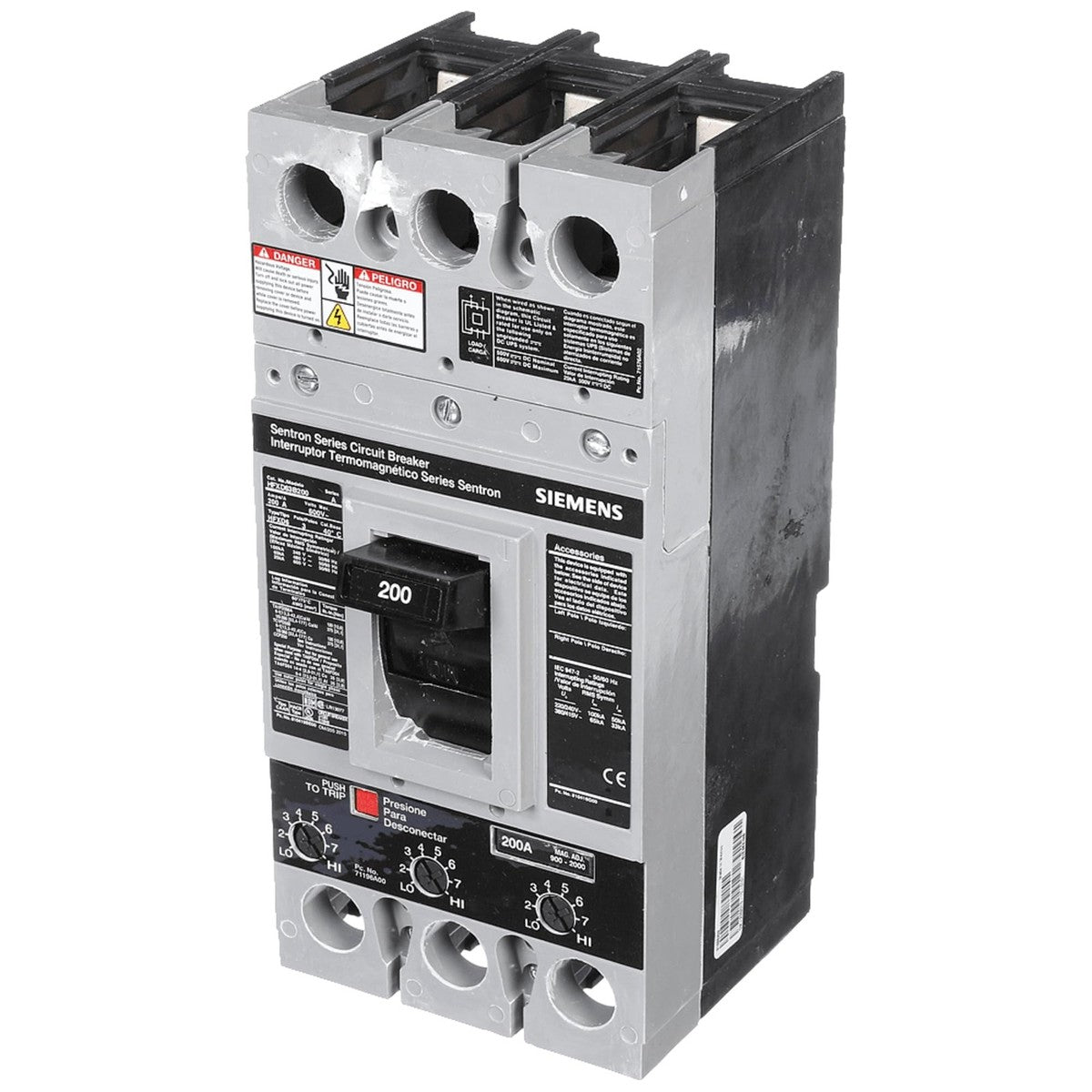 Siemens HFXD63B225 225 Ampere Three-Pole Molded Case Circuit Breaker