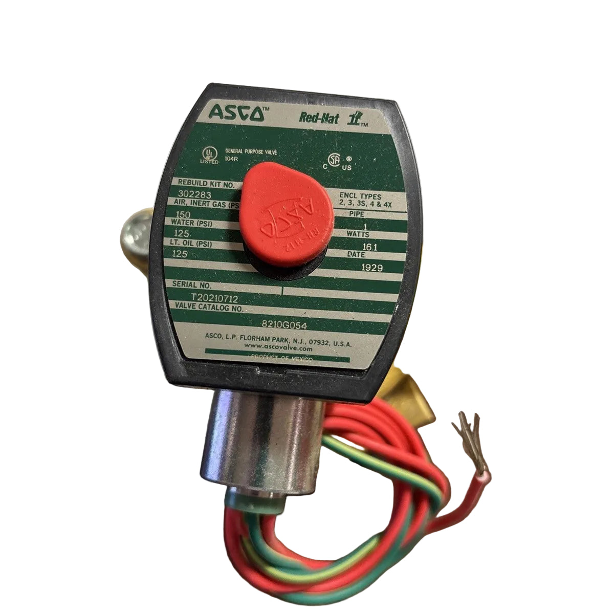 ASCO 8210G054 RedHat II Series 8210 1-Inch Normally Closed Solenoid Valve