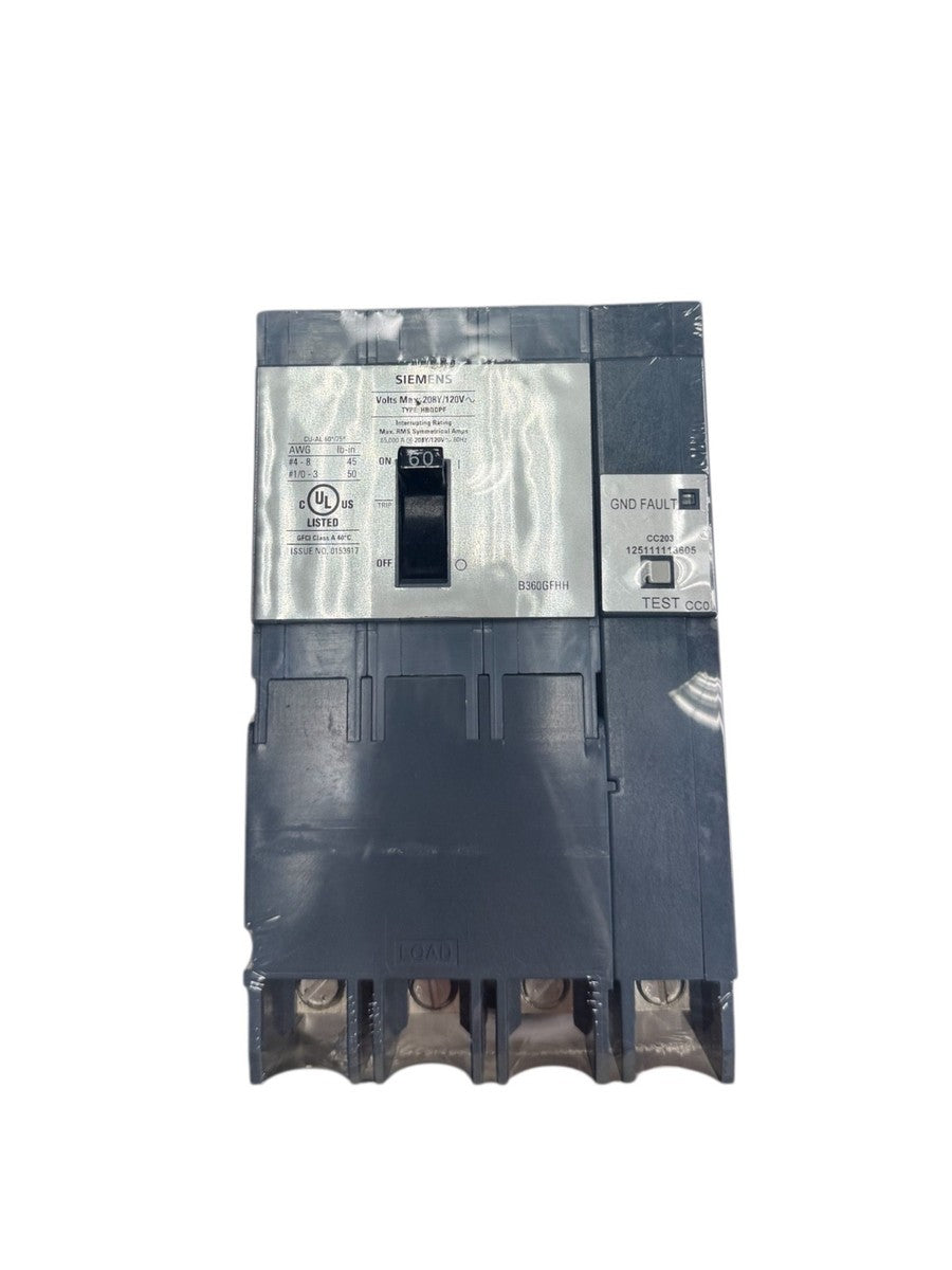 Siemens B360GFHH 60A 3-Pole 208/120V Class A GFCI Circuit Breaker