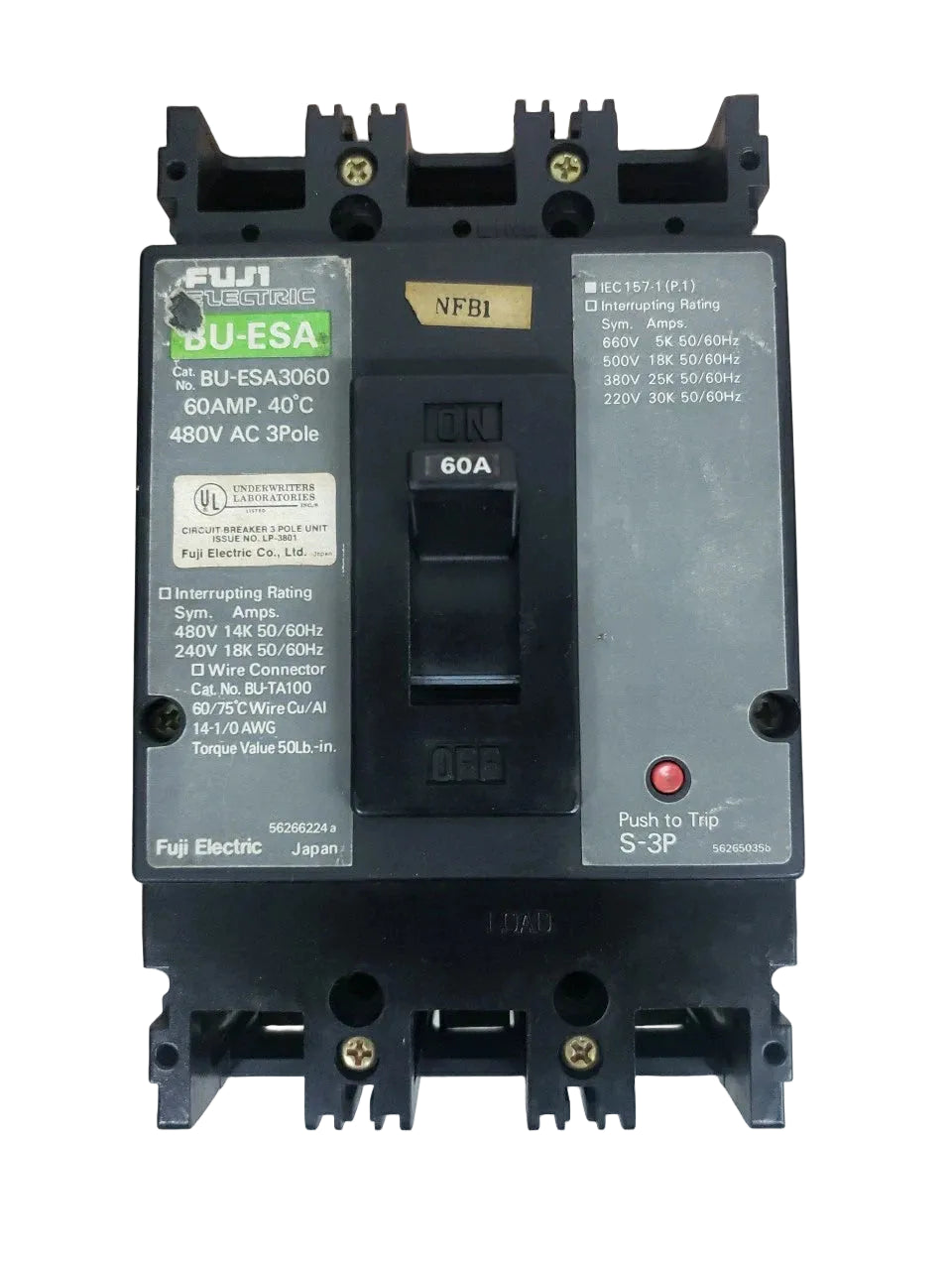 Fuji BU-ESA3060 60A 3-Pole 240/480V Molded Case Circuit Breaker