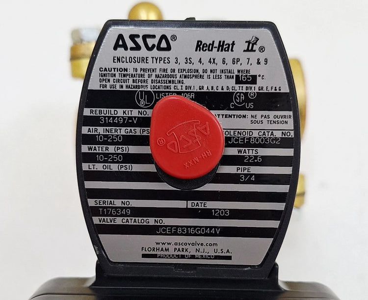 ASCO JCEF8316G044V Series 8316 Explosion-Proof Three-Way Solenoid Valve for Hazardous Industrial Applications