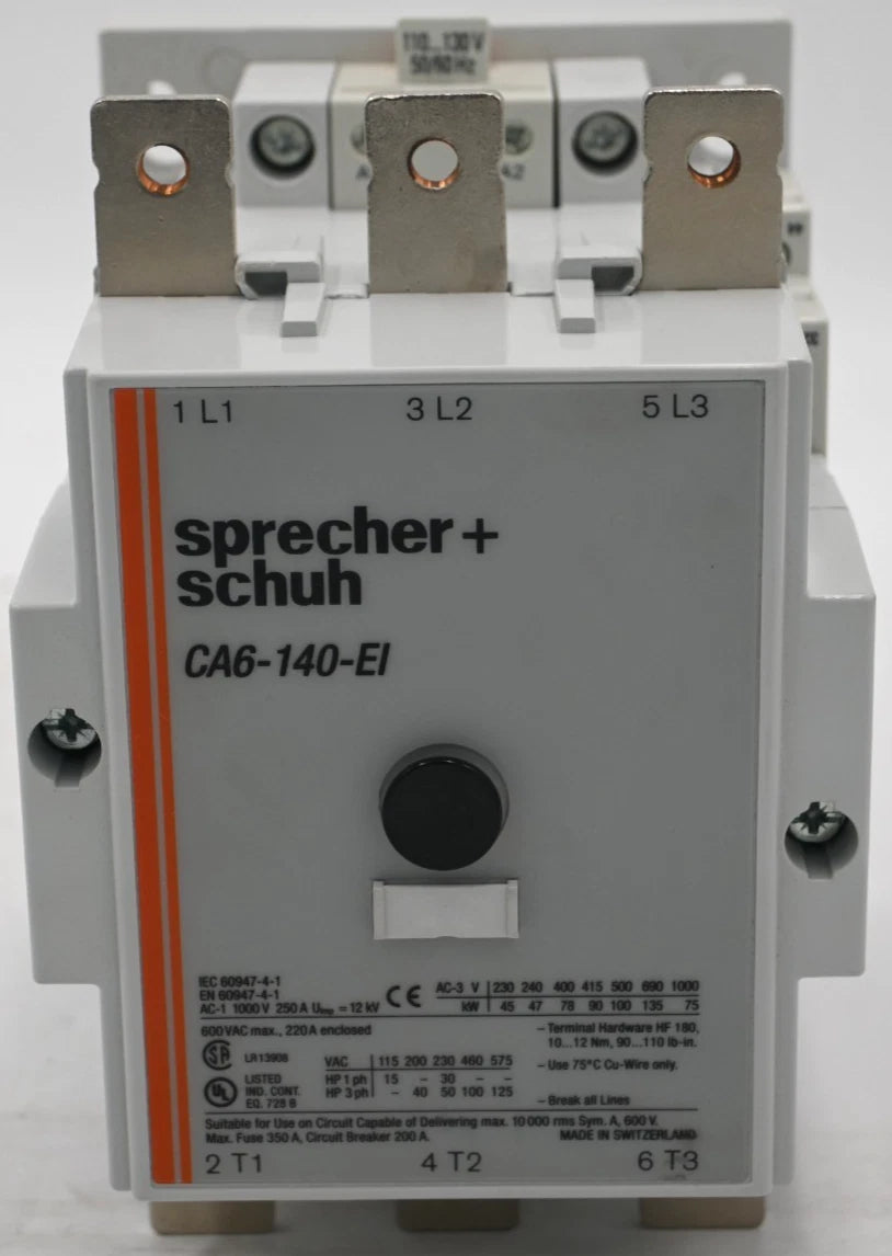 Sprecher + Schuh CA6-140-EI 3-Pole IEC Contactor 140A 110–130VAC Coil Industrial Motor Control