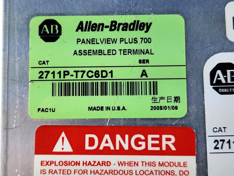 2711P-T7C6D1 | Allen-Bradley PanelView Plus 700 6.5" Color Touchscreen HMI, 18–32 VDC