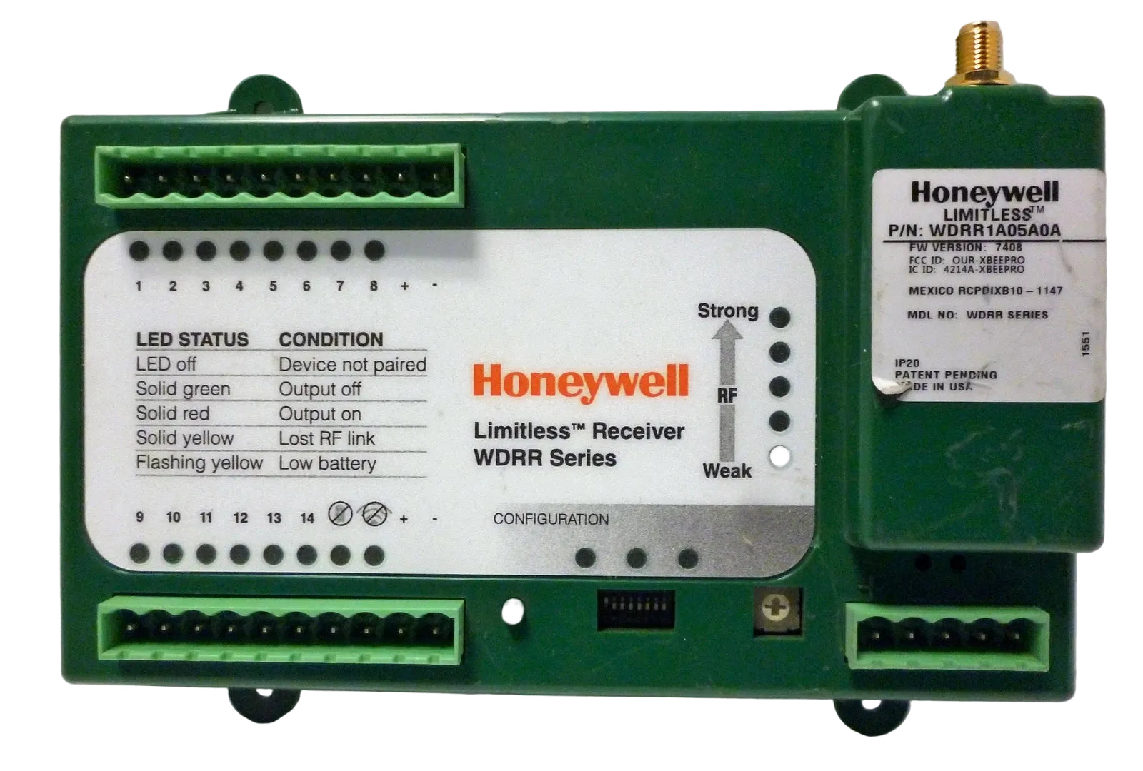WDRR1A05A0A | Honeywell 2.4 GHz Wireless Receiver Relay Module 10–28VDC