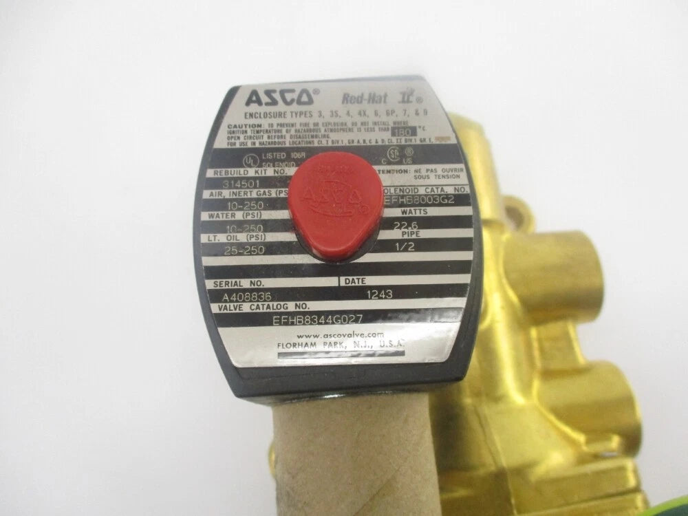 ASCO 8344G027 Series 8344 Four-Way Piston Poppet Solenoid Valve for Industrial Pneumatic Control Applications