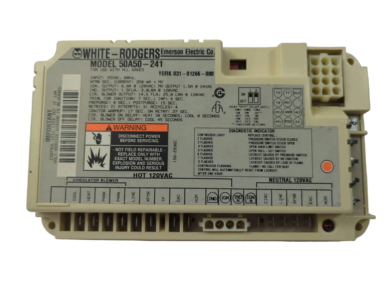 50A50-241 | White Rodgers 25V Furnace Control Circuit Board