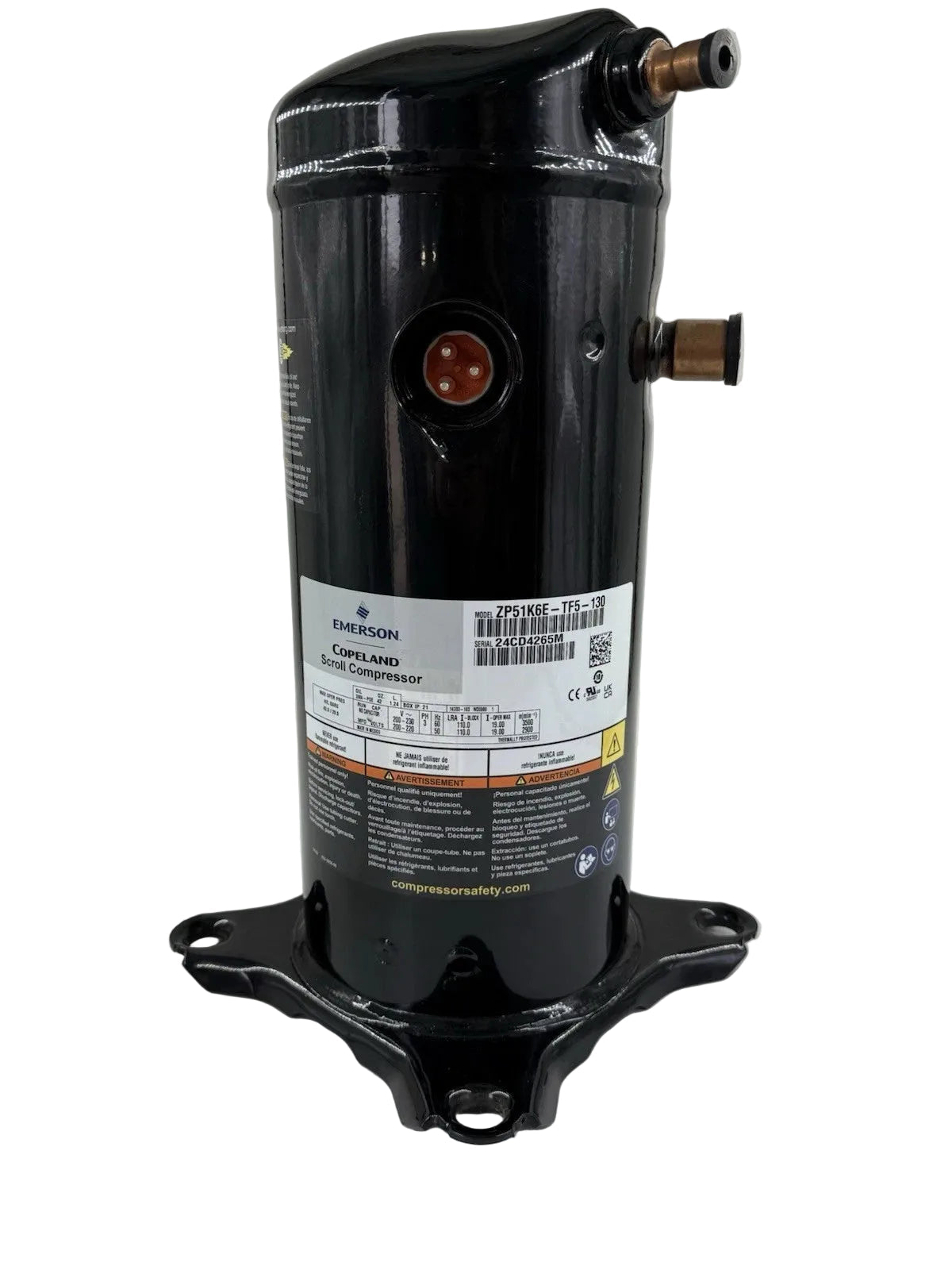 ZP51K6E-TF5-130 | Copeland Scroll Compressor 51,000 BTU R410A 208–230V 3PH