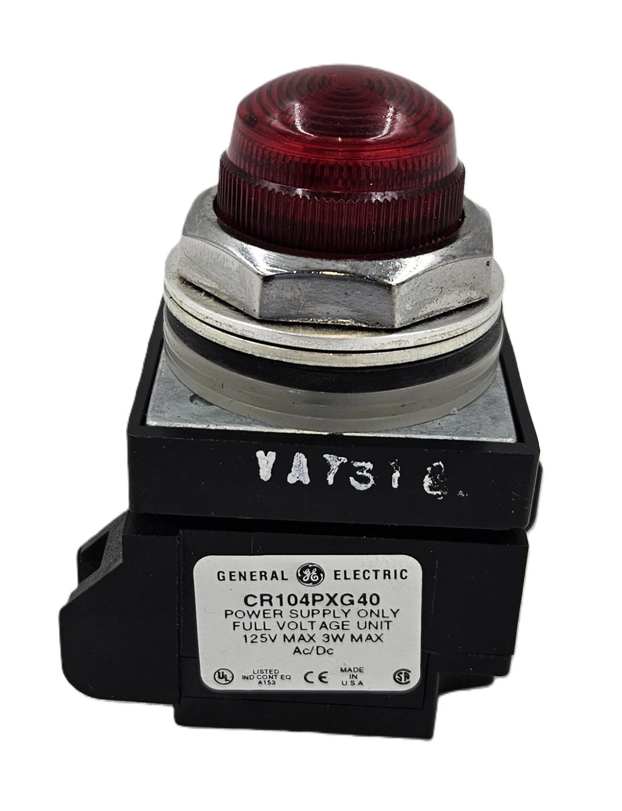 CR104PXG40 | General Electric Illuminated Green Push Button, 120V AC/DC, Full-Voltage Indicator, 3W