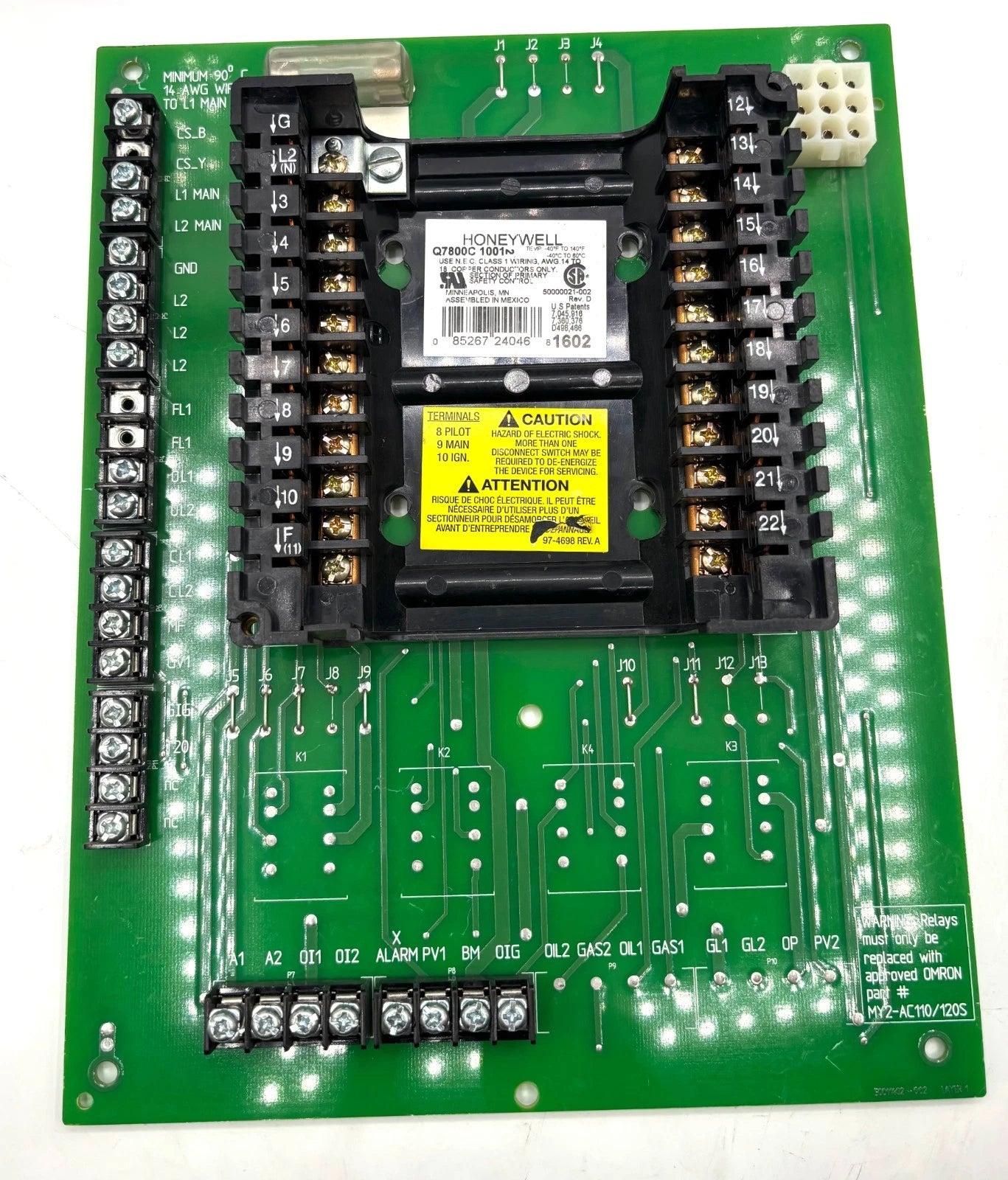 Q7800C | Honeywell Integrated Burner Control Subpanel Relay Board for Combustion Systems