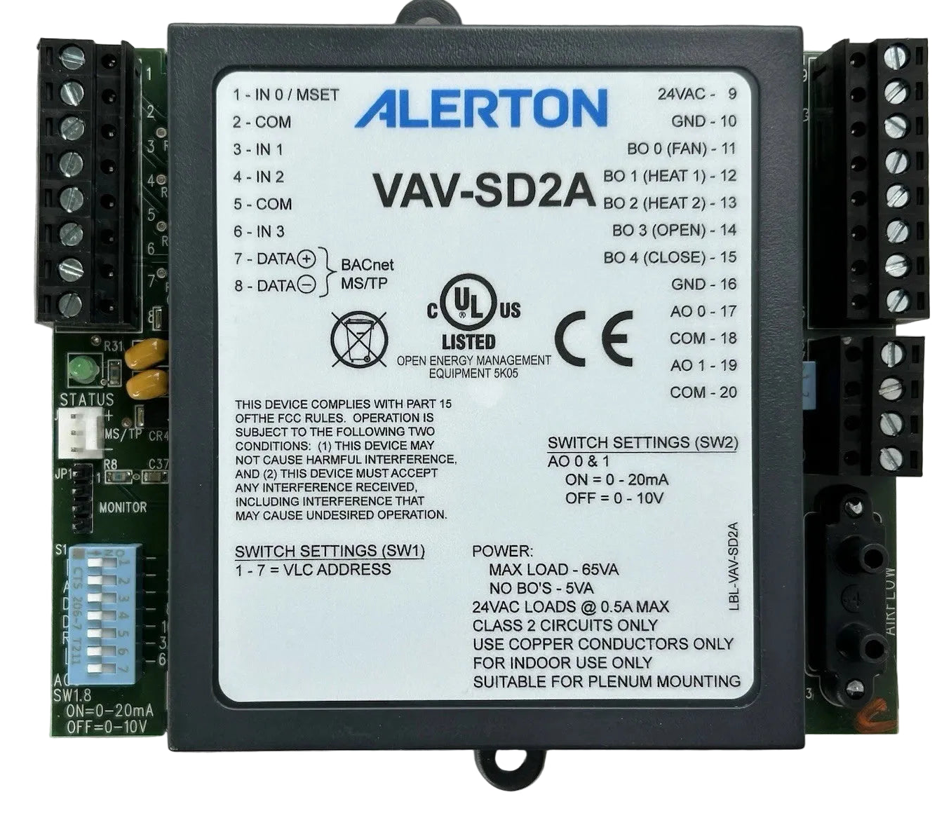 Alerton VAV-SD2A Programmable 24 VAC Variable Air Volume HVAC Controller