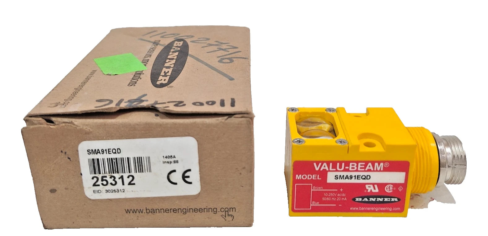 SMA91EQD | Banner Engineering VALU-BEAM 60m Through-Beam Emitter 10–250VAC/VDC QD