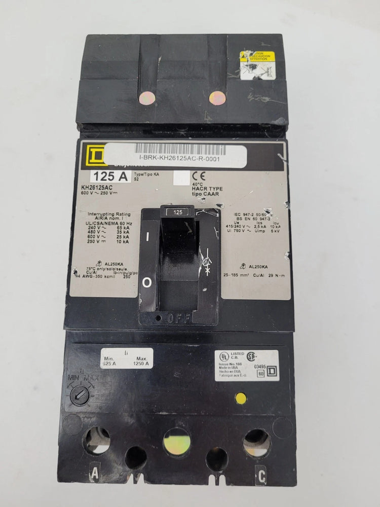 KH26125AC | Schneider Electric 125A 2-Pole Molded Case Circuit Breaker 600V