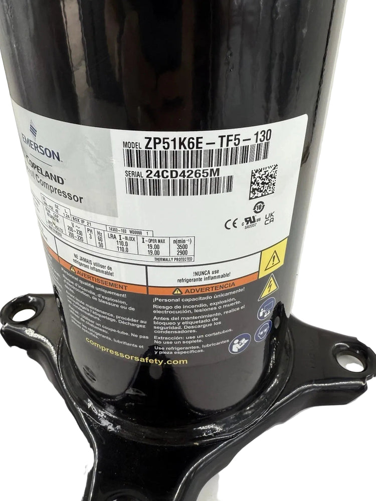 ZP51K6E-TF5-130 | Copeland Scroll Compressor 51,000 BTU R410A 208–230V 3PH