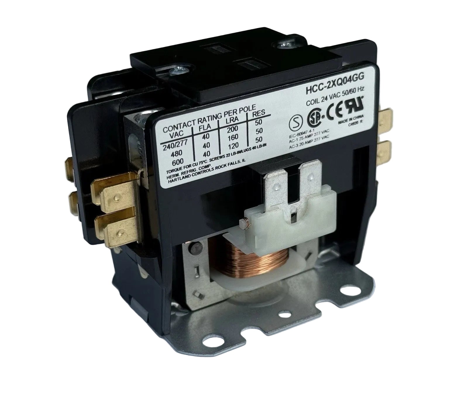 HCC-2XQ04GG | Hartland Controls 40A 2-Pole 24VAC Contactor