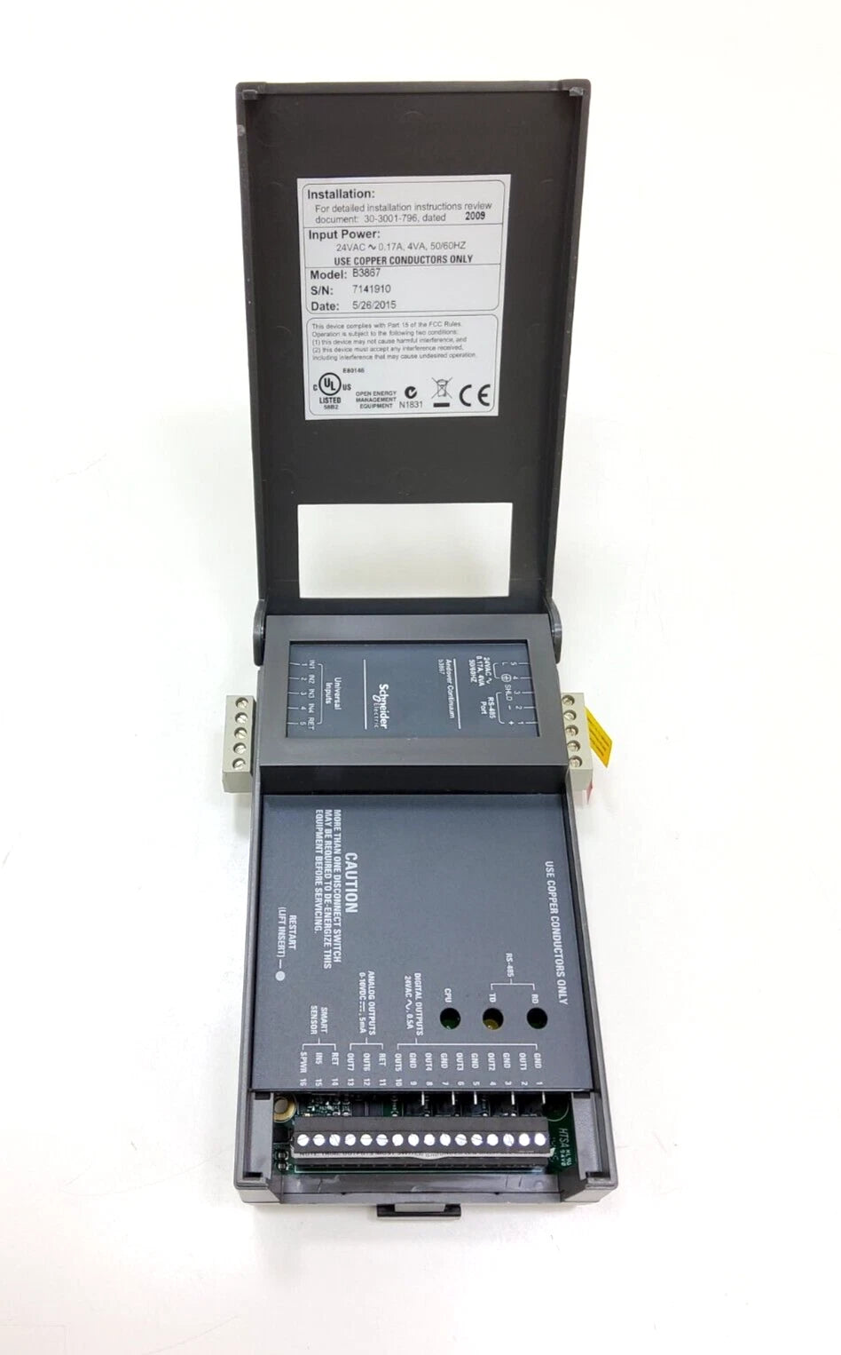 Schneider Electric Andover Continuum B3867 BACnet MS/TP Terminal Controller B-AAC