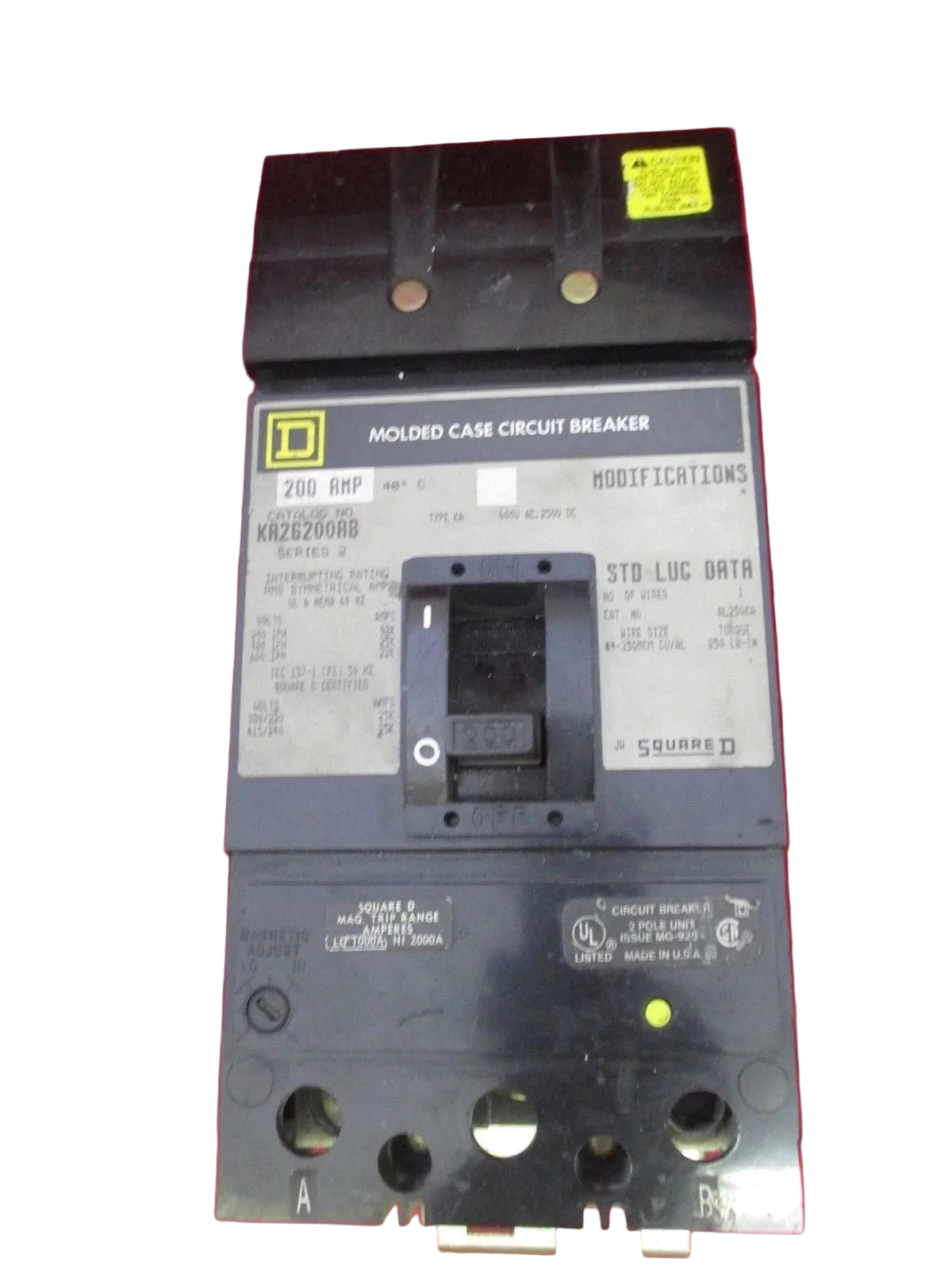 Square D KA26250BC 250A 2-Pole 600V I-Line Molded Case Circuit Breaker