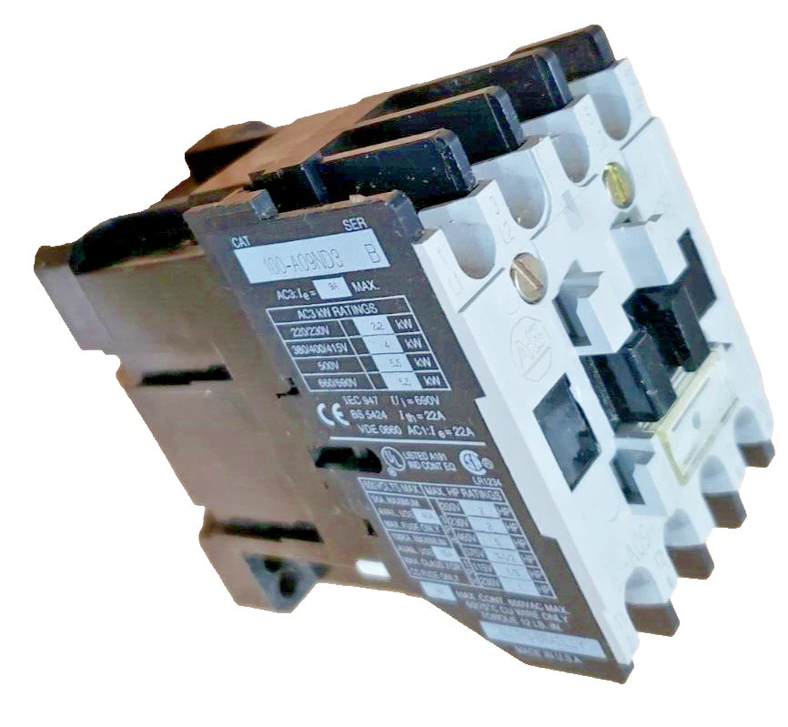 100-A09ND3 | Allen-Bradley Contactor, 3 Poles, 9A, 110/120V AC Coil