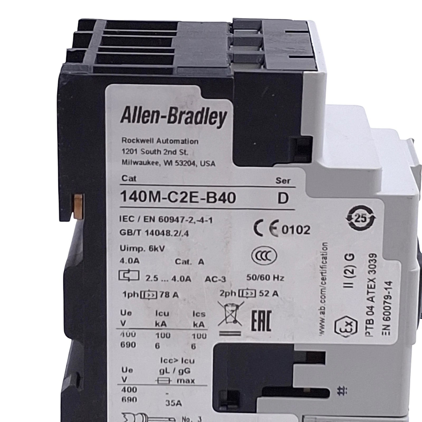 140M-C2E-B40 | Allen-Bradley Motor Protection Circuit Breaker 2.5-4A 480V, Frame C
