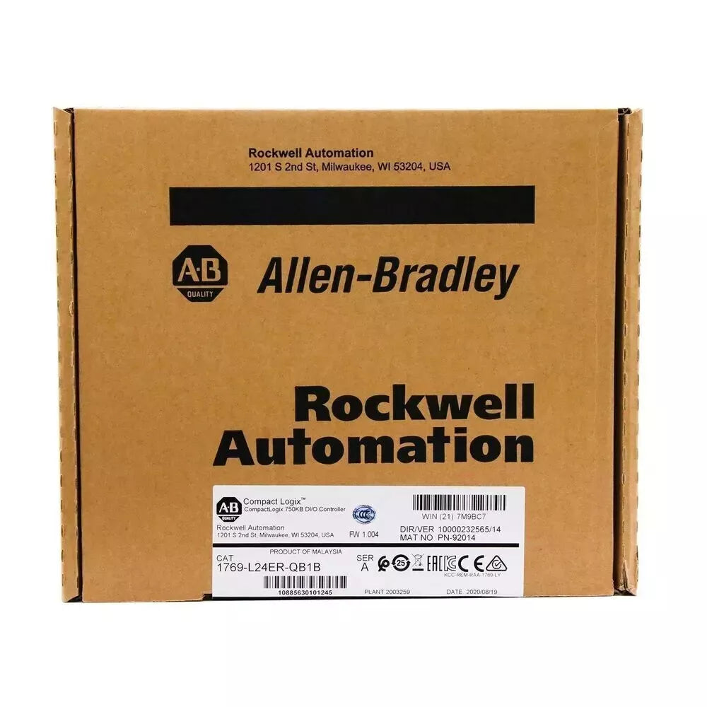 1769-L24ER-QB1B | Allen-Bradley CompactLogix 5370 Ethernet Controller 1768/1769, 2-EtherNet/IP, DLR, 0.75MB, USB