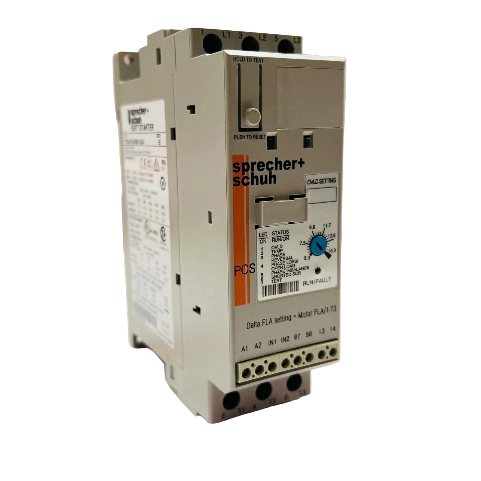 Sprecher + Schuh PCS-037-600V-024 Soft Starter 37A 24VAC/DC Motor Controller with Bypass