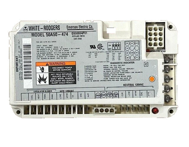 50A50-474 | White Rodgers Furnace Control Board, 25 VAC Input, 0.45 A