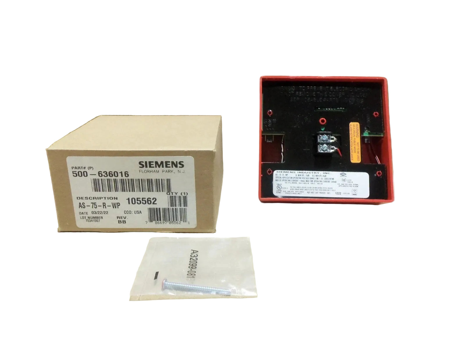 Siemens 500-636016 AS-75-R-WP Weatherproof Horn/Strobe
