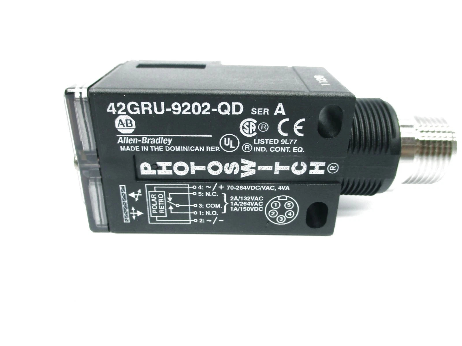 42GRU-9202-QD | Allen-Bradley Polarized Retro-Reflective Photoelectric Sensor, AC/DC, M12 QD