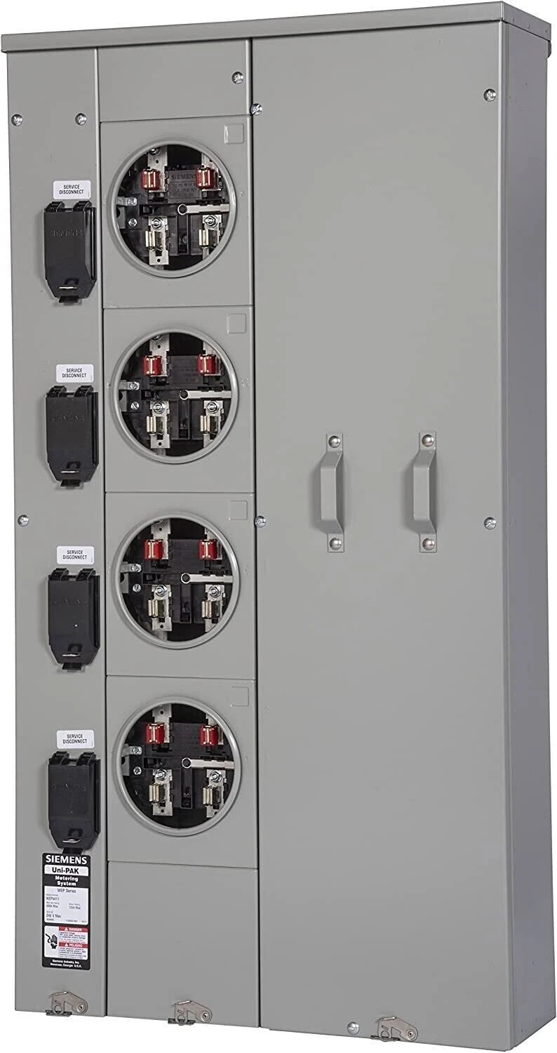 Siemens WEP4411 400A 1-Phase Meter Pack 4J Ring Multi-Position Meter Socket Panel