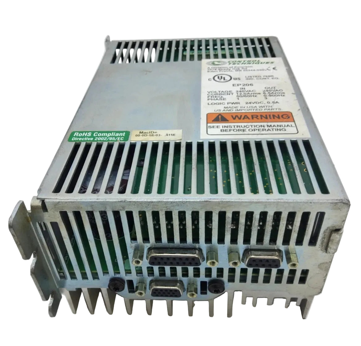 Control Techniques EP206-P00-ENR0 Programmable Servo Drive 230VAC 6.5A Continuous 13A Peak Encoder Feedback