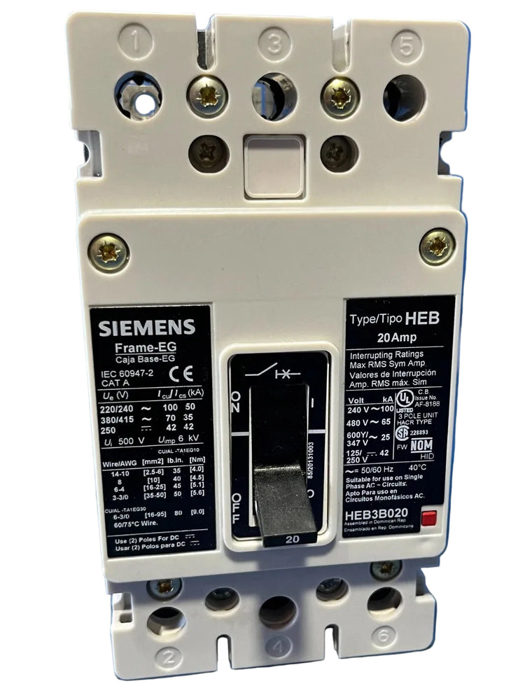 Siemens HEB3B020 HEB Series Molded Case Circuit Breaker