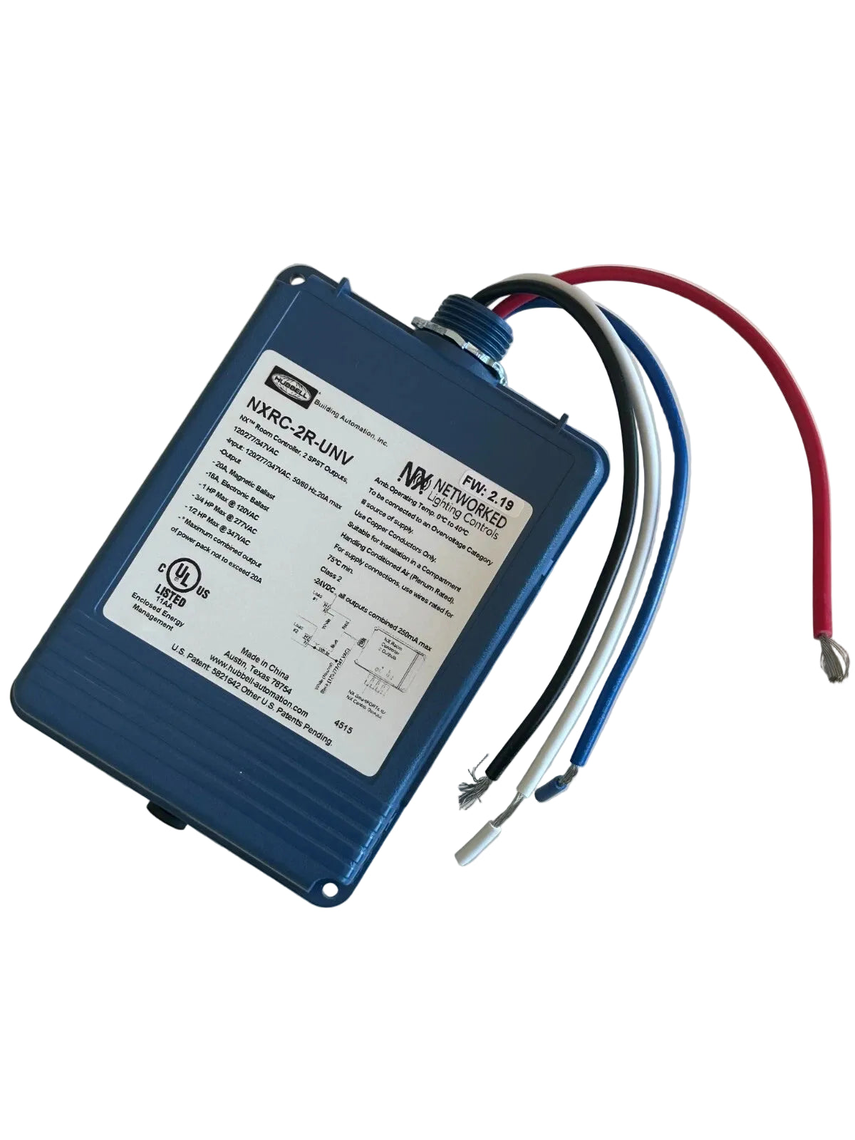 Hubbell NXRC-2R-UNV Networked Room Lighting Controller with Dual Relay Outputs