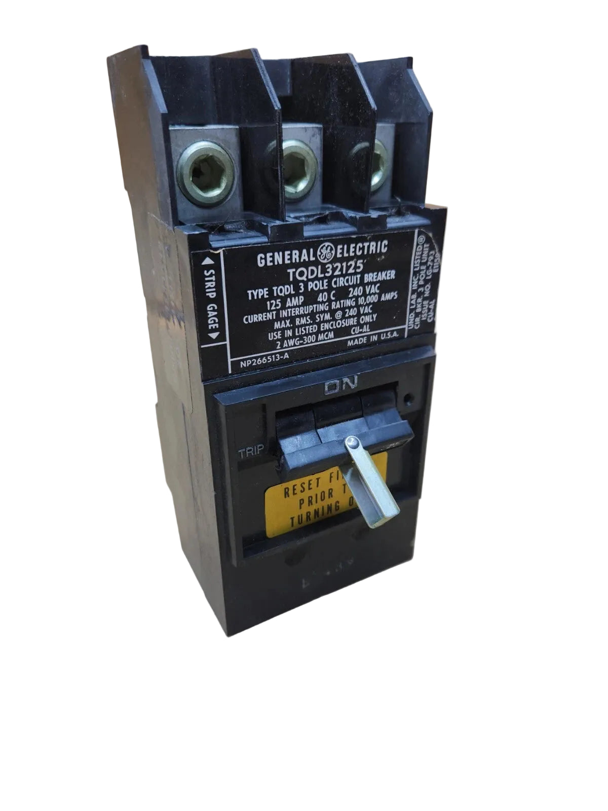 General Electric TQDL32125 125A 3-Pole Molded Case Circuit Breaker 240VAC Q-Line