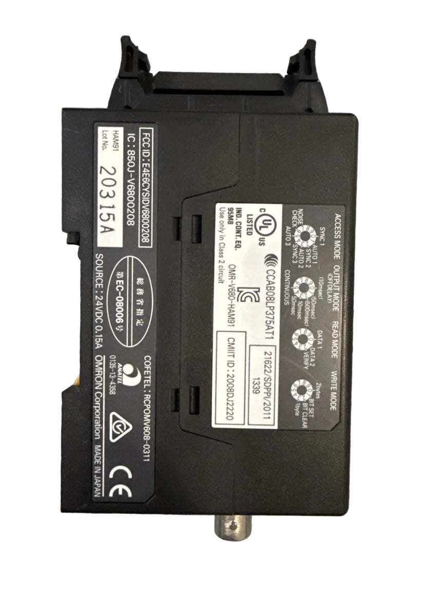 V680-HAM91 | Omron HF RFID Reader Module 13.56MHz ISO15693 ISO18000-3 24VDC NPN Interface DIN Mount