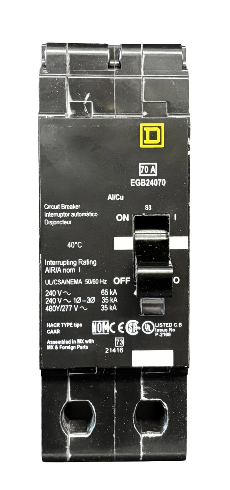 EGB24070 | Schneider Electric E-Frame Miniature Circuit Breaker 70A 480Y/277VAC
