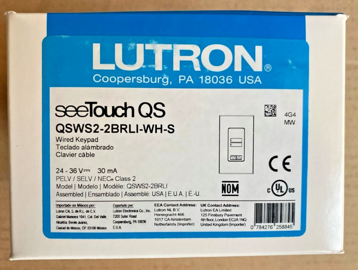QSWS2-2BRLI-WH | Lutron QS 2-Button Raise/Lower Wallstation White